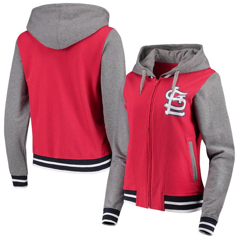 St. Louis Cardinals 5th & Ocean by New Era Women's French Terry Full-Zip Hoodie