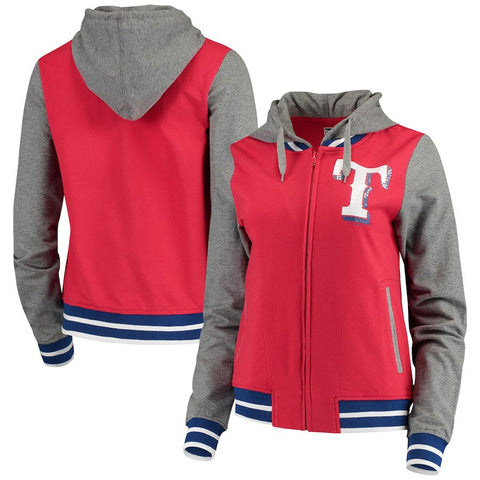 Texas Rangers 5th & Ocean by New Era Women's French Terry Full-Zip Hoodie