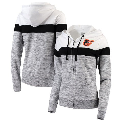 Baltimore Orioles 5th & Ocean by New Era Women's Space Dye French Terry Full-Zip Hoodie