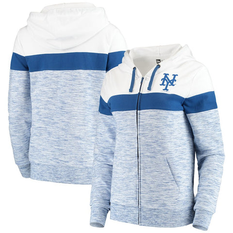 New York Mets 5th & Ocean by New Era Women's Space Dye French Terry Full-Zip Hoodie
