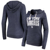 New York Yankees 5th & Ocean by New Era Women's Jersey Established Tri-Blend Pullover Hoodie - Navy