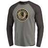 Chicago Blackhawks   Big & Tall Throwback Vintage Logo Tri-Blend Long Sleeve Raglan T-Shirt - Ash