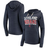 Cleveland Indians 5th & Ocean by New Era Women's Jersey Established Tri-Blend Pullover Hoodie - Navy