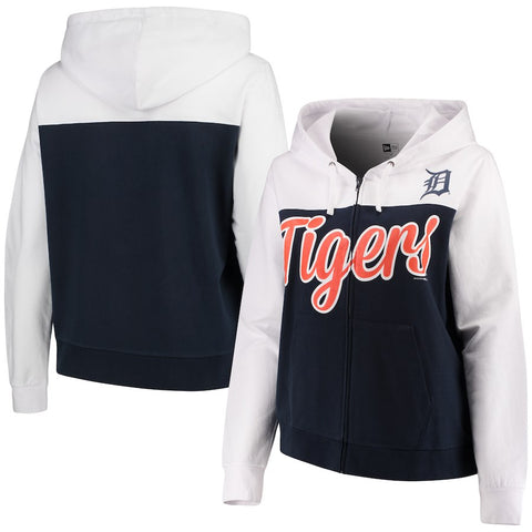 Detroit Tigers 5th & Ocean by New Era Women's Plus Size French Terry Color Block Full-Zip Hoodie