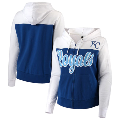 Kansas City Royals 5th & Ocean by New Era Women's Plus Size French Terry Color Block Full-Zip Hoodie