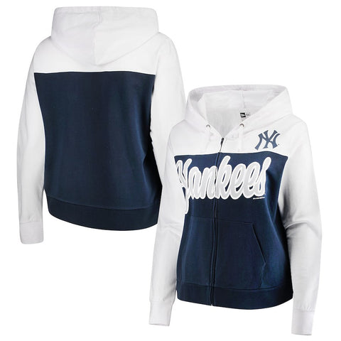New York Yankees 5th & Ocean by New Era Women's Plus Size French Terry Color Block Full-Zip Hoodie