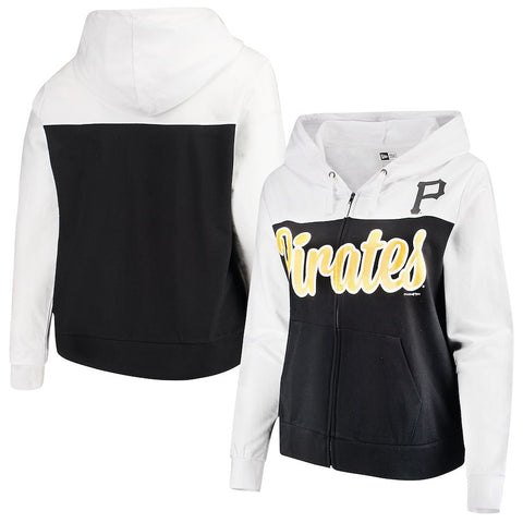Pittsburgh Pirates 5th & Ocean by New Era Women's Plus Size French Terry Color Block Full-Zip Hoodie