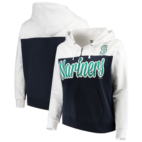 Seattle Mariners 5th & Ocean by New Era Women's Plus Size French Terry Color Block Full-Zip Hoodie
