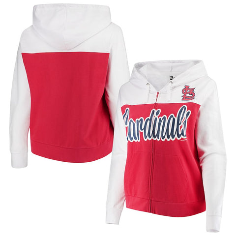 St. Louis Cardinals 5th & Ocean by New Era Women's Plus Size French Terry Color Block Full-Zip Hoodie