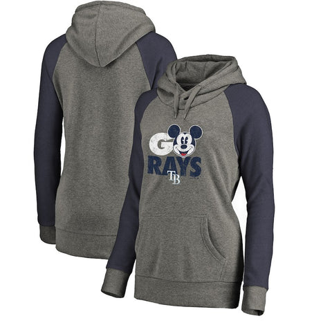 Tampa Bay Rays   Women's Disney Rally Cry Tri-Blend Raglan Pullover Hoodie - Ash