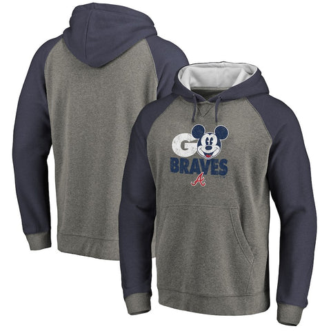 Atlanta Braves   Disney Rally Cry Tri-Blend Raglan Pullover Hoodie - Ash