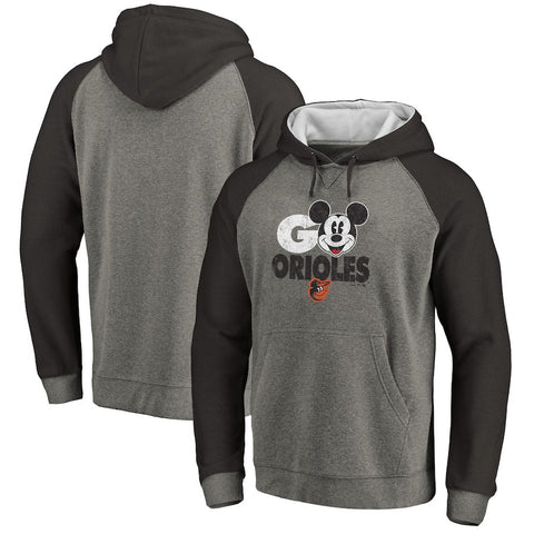 Baltimore Orioles   Disney Rally Cry Tri-Blend Raglan Pullover Hoodie - Ash