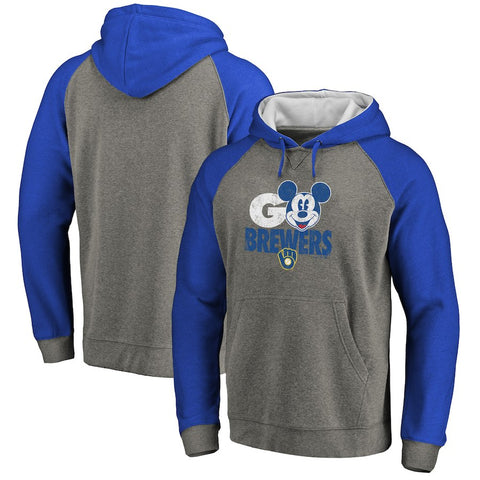 Milwaukee Brewers   Disney Rally Cry Tri-Blend Raglan Pullover Hoodie - Ash