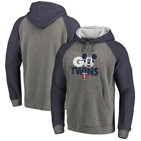 Minnesota Twins   Disney Rally Cry Tri-Blend Raglan Pullover Hoodie - Ash