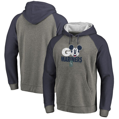 Seattle Mariners   Disney Rally Cry Tri-Blend Raglan Pullover Hoodie - Ash