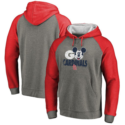 St. Louis Cardinals   Disney Rally Cry Tri-Blend Raglan Pullover Hoodie - Ash