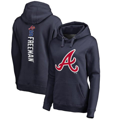 Freddie Freeman Atlanta Braves   Women's Backer Pullover Hoodie - Navy