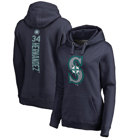 Felix Hernandez Seattle Mariners   Women's Backer Pullover Hoodie - Navy