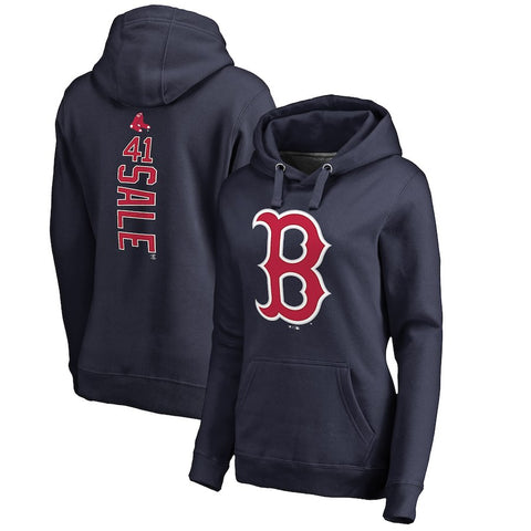 Chris Sale Boston Red Sox   Women's Backer Pullover Hoodie - Navy