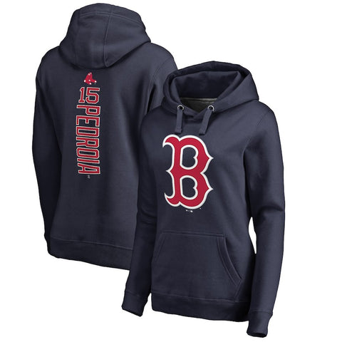 Dustin Pedroia Boston Red Sox   Women's Backer Pullover Hoodie - Navy
