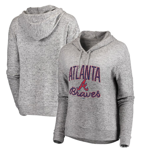 Atlanta Braves Let Loose by RNL Women's Cozy Collection Steadfast Pullover Hoodie - Heathered Gray