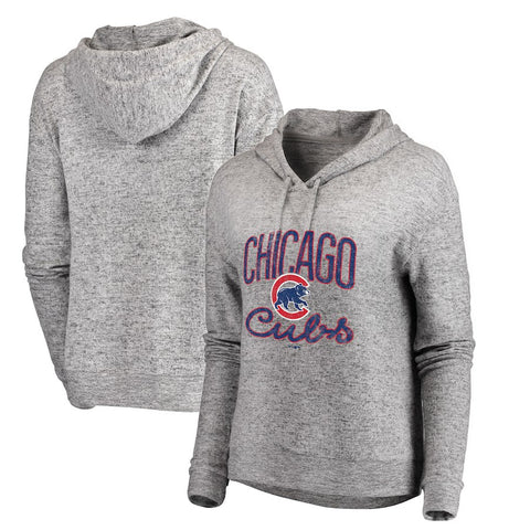 Chicago Cubs Let Loose by RNL Women's Cozy Collection Steadfast Pullover Hoodie - Heathered Gray