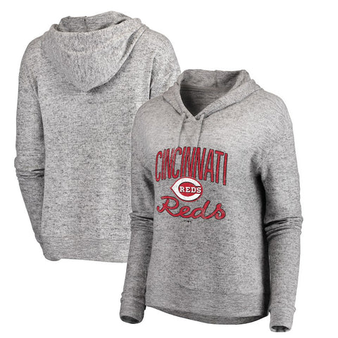 Cincinnati Reds Let Loose by RNL Women's Cozy Collection Steadfast Pullover Hoodie - Heathered Gray