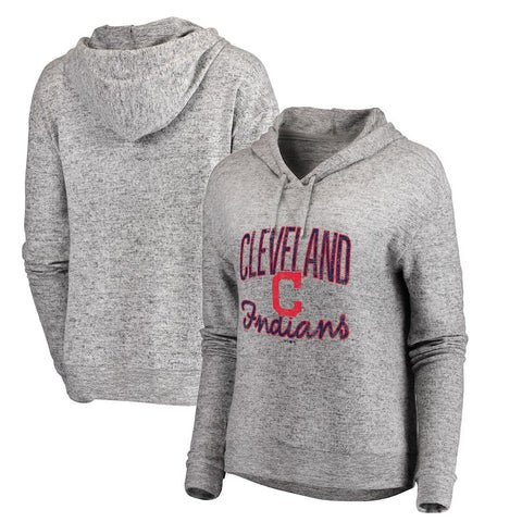 Cleveland Indians Let Loose by RNL Women's Cozy Collection Steadfast Pullover Hoodie - Heathered Gray