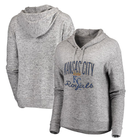 Kansas City Royals Let Loose by RNL Women's Cozy Collection Steadfast Pullover Hoodie - Heathered Gray