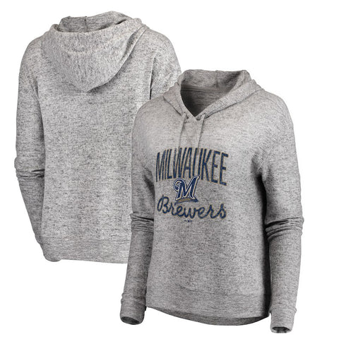 Milwaukee Brewers Let Loose by RNL Women's Cozy Collection Steadfast Pullover Hoodie - Heathered Gray