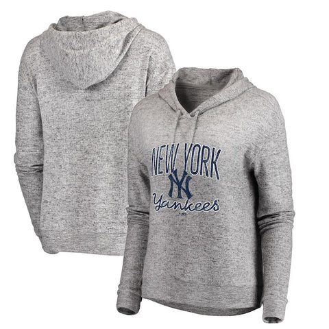 New York Yankees Let Loose by RNL Women's Cozy Collection Steadfast Pullover Hoodie - Heathered Gray