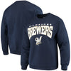 Milwaukee Brewers Stitches Pullover Crew Sweatshirt