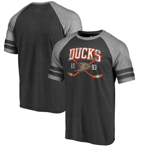 Anaheim Ducks   Vintage Collection Line Shift Tri-Blend Raglan T-Shirt - Black