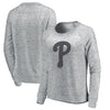 Philadelphia Phillies Let Loose by RNL Women's Cozy Collection Plush Raglan Tri-Blend Sweatshirt - Ash