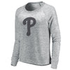 Philadelphia Phillies Let Loose by RNL Women's Cozy Collection Plush Raglan Tri-Blend Sweatshirt - Ash