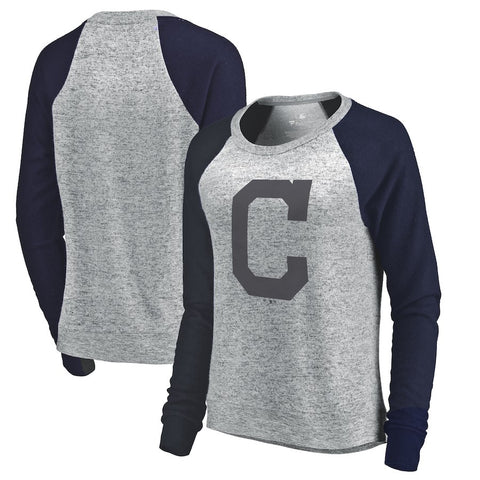 Cleveland Indians Let Loose by RNL Women's Cozy Collection Plush Raglan Tri-Blend Sweatshirt - Ash