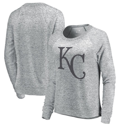 Kansas City Royals Let Loose by RNL Women's Cozy Collection Plush Raglan Tri-Blend Sweatshirt - Ash