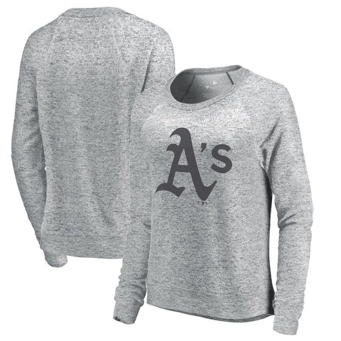 Oakland Athletics Let Loose by RNL Women's Cozy Collection Plush Raglan Tri-Blend Sweatshirt - Ash
