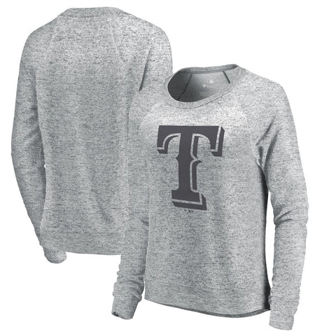 Texas Rangers Let Loose by RNL Women's Cozy Collection Plush Raglan Tri-Blend Sweatshirt - Ash