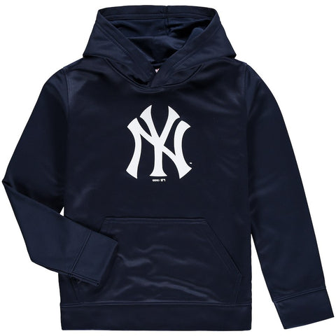 New York Yankees Youth Team Logo Fleece Pullover Hoodie - Navy