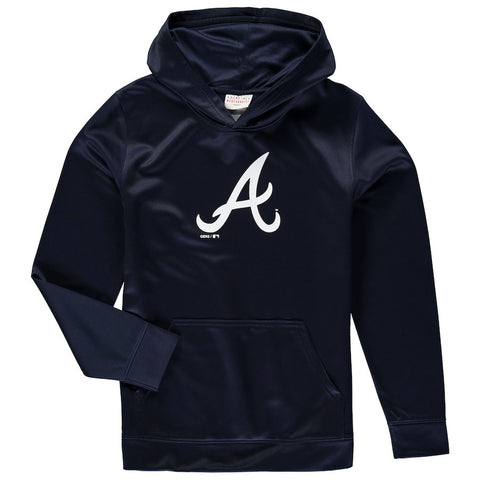 Atlanta Braves Youth Team Logo Fleece Pullover Hoodie - Navy