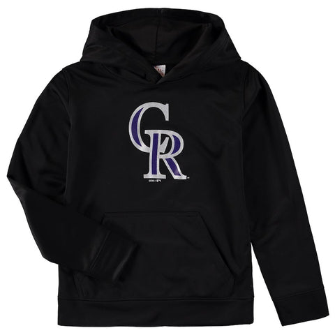 Colorado Rockies Youth Team Logo Fleece Pullover Hoodie - Black