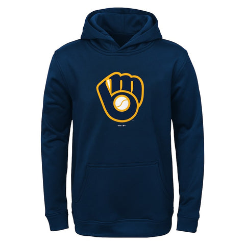 Milwaukee Brewers Youth Team Logo Fleece Pullover Hoodie - Navy