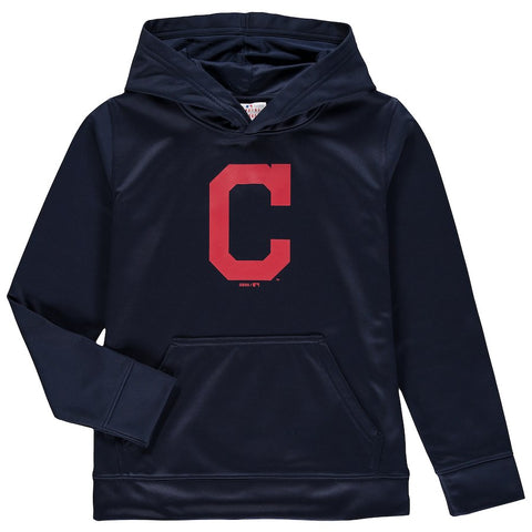 Cleveland Indians Youth Team Logo Fleece Pullover Hoodie - Navy