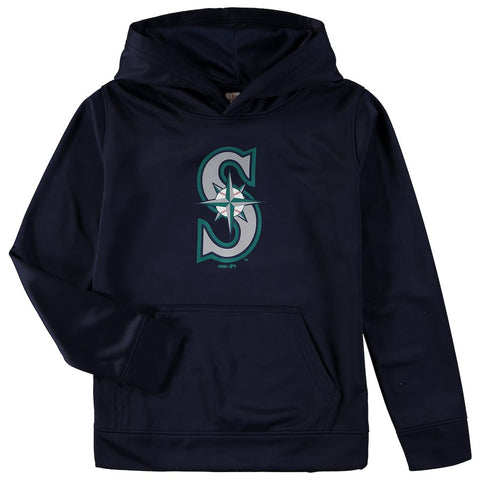 Seattle Mariners Youth Team Logo Fleece Pullover Hoodie - Navy
