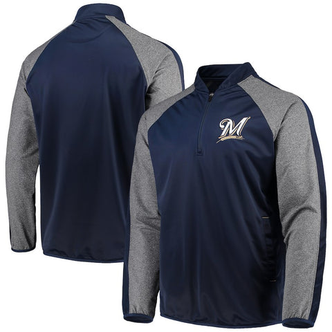 Milwaukee Brewers G-III Sports by Carl Banks Fast Track Raglan Half-Zip Pullover Jacket
