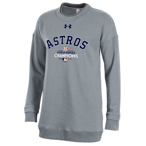 Houston Astros Under Armour Women's 2017 World Series Champions Threadborne Elevated Longline Crewneck Sweatshirt - Steel