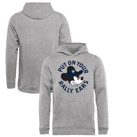 New York Yankees   Youth Disney Rally Ears Pullover Hoodie - Heathered Gray