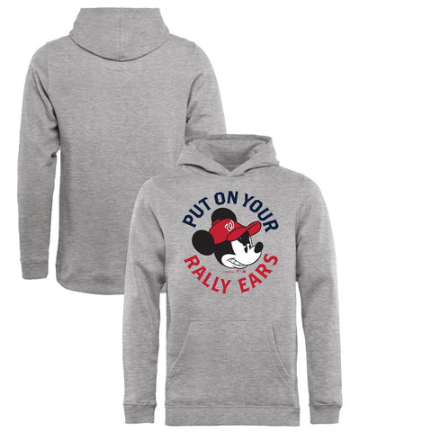 Washington Nationals   Youth Disney Rally Ears Pullover Hoodie - Heathered Gray