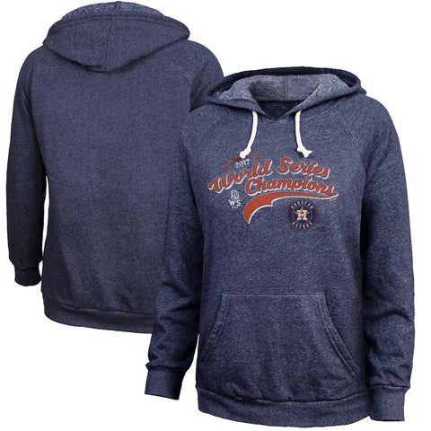 Houston Astros Majestic Threads Women's 2017 World Series Champions Hard Fought Victory Tri-Blend Pullover Hoodie - Navy